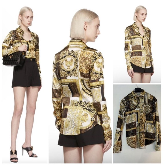 •NWT Versace Barocco patchwork Silk blouse - Picture 13 of 15